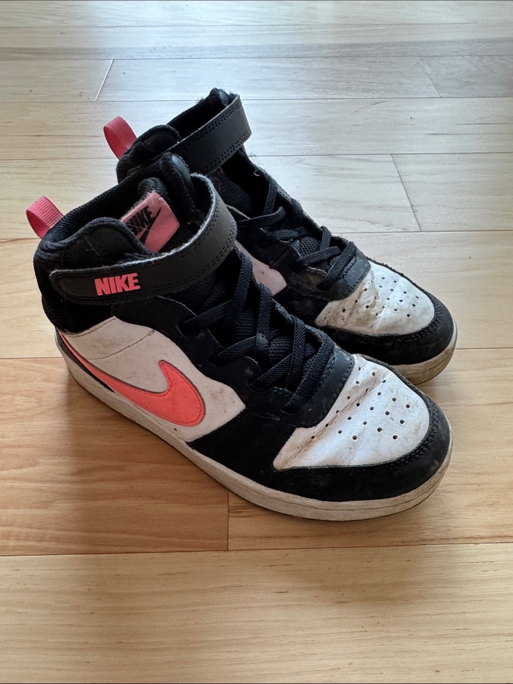Nike Kids Black, White & Pink High-Top Sneakers, size 3
